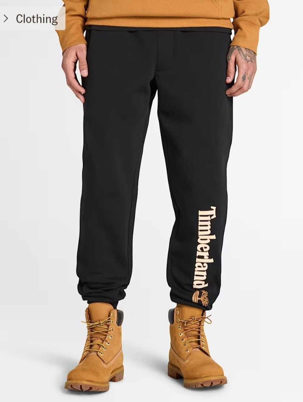 Timberland Black Jogger Sweatpants with Vertical Logo M